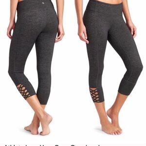 Athleta Lace Hem Crop Grey Leggings